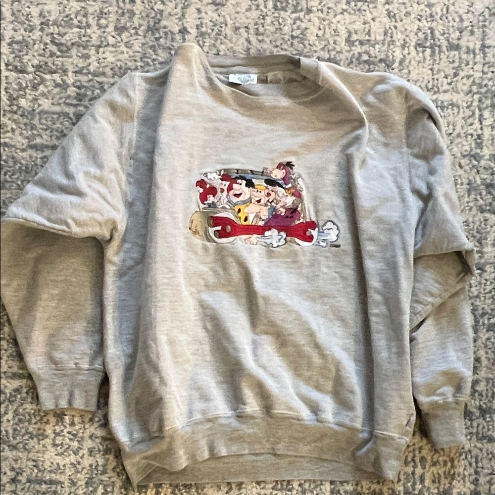 Gray Sweatshirt with Cartoon Print